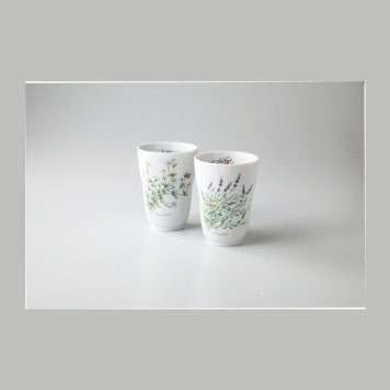 ハーブ園　フリーカップペア 磁器 美濃焼 やきものの里から、暮らしを贈ります。　ギフト 食器 セット テーブルウェア