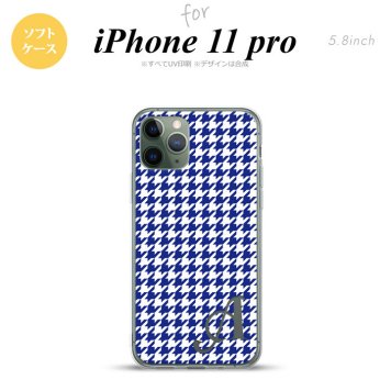 iPhone11Pro iPhone11 Pro スマホケース ソフトケース 千鳥 格子 小 青 白 +アルファベット メンズ レディース nk-i11p-tp905i
