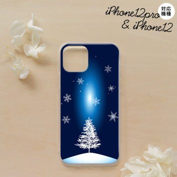 iPhone12/iPhone12pro iPhone12 / iPhone12pro スマホケース ソフトケース 雪 ツリー 紺 メンズ レディース nk-i12-tp639