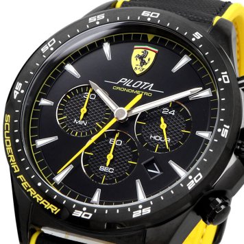 Scuderia Ferrari 腕時計 スクーデリア フェラーリ 時計 ウォッチ ピロータ クロノメトロ Pilota Chronometro メンズ ブラック×イエロー 0830622 海外モデル [並行輸入品] 誕生日 プレゼント ギフト 入学祝い 社会人 新生活 母の日 父の日
