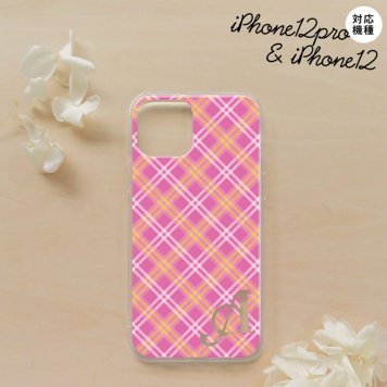 iPhone12/iPhone12pro iPhone12 / iPhone12pro スマホケース ソフトケース チェック A ピンク +アルファベット メンズ レディース nk-i12-tp433i