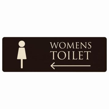 トイレ プレート 木製 WOMENS ブラック ナチュラル 左 矢印 長方形 12x4cm 方向案内 進路ドア サインプレート ピクトサイン トイレマーク表示 案内 注意 施設 御手洗 TOILET おしゃれ シンプル 安全対策
