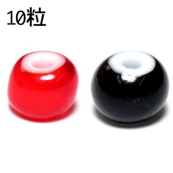 ビーズ 約6.2～6.5mm 10粒 ホワイトハーツ ガラス パーツ インディアン ハンドメイド ビンテージ アンティーク チェコ産 赤黒 parts78