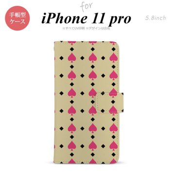 iPhone11Pro iPhone11 Pro 手帳型スマホケース カバー トランプ スペード ベージュ ピンク  nk-004s-i11p-dr540