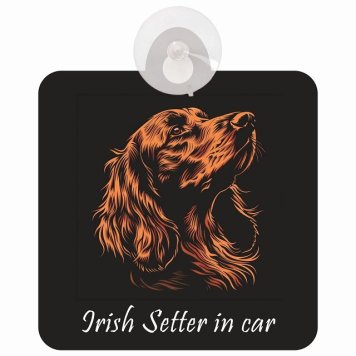 Irish Setter アイリッシュセター Aタイプ 車 窓ガラス 吸盤タイプ 犬 かっこいい おしゃれ イラスト付 DOG IN CAR ドッグインカー ドッグオンボード 安全対策 セーフティサイン デコ 外出 ドライブ カーサイン 吸盤