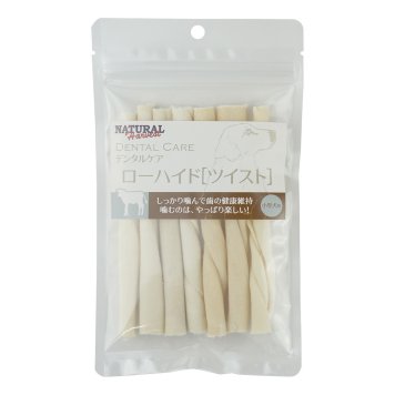 ナチュラルハーベスト おやつ デンタルケア ローハイド ツイスト 50g 無添加 犬用 ドッグトリーツガム 牛皮