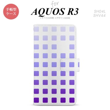 SH-04L/SHV44 AQUOS R3 手帳型スマホケース カバー スクエア ドット パープル  nk-004s-r3-dr1362