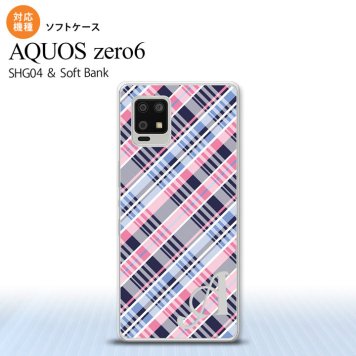 SHG04 SHG04 ZERO6 AQUOS zero6 スマホケース ソフトケース チェック A ピンク 青 +アルファベット メンズ レディース nk-zero6-tp439i