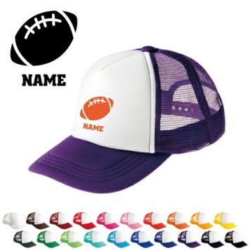 アメフトボール/名入れメッシュキャップ スポーツシルエット名入れ 部活 サークル 卒団記念品 チームウェア お揃い 記念 クラブ ラガー【ネコポス発送不可】【evm】