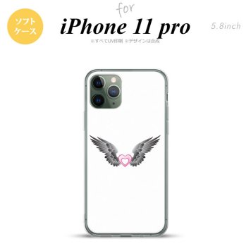 iPhone11Pro iPhone11 Pro スマホケース ソフトケース 黒翼 ハート 白 ピンク メンズ レディース nk-i11p-tp469
