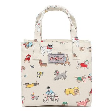キャスキッドソン Cath Kidston ミニ トートバッグ 984614 105958317972102 SMALL BOOKBAG PARK DOGS パーク ドッグ スモール ブックバッグ トート WARM CREAM クリーム系＋ドッグ柄マルチカラー