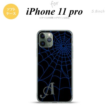 iPhone11Pro iPhone11 Pro スマホケース ソフトケース 蜘蛛 巣 A 青 +アルファベット メンズ レディース nk-i11p-tp933i