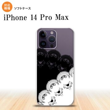 iPhone14 ProMax iPhone14 Pro Max スマホケース 背面ケースソフトケース レース B 黒 白 2022年 9月発売 nk-i14pm-tp726