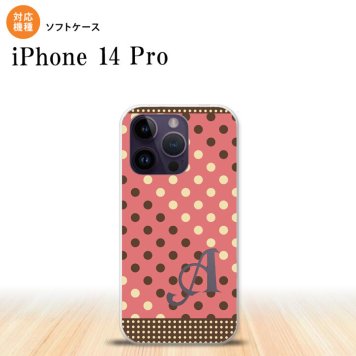 iPhone14 Pro iPhone14 Pro スマホケース 背面ケースソフトケース ドット 水玉 C 赤 茶 +アルファベット 2022年 9月発売 nk-i14p-tp1645i