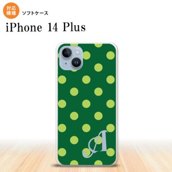 iPhone14 plsu iPhone14 plsu スマホケース 背面ケースソフトケース ドット 水玉 B 緑 +アルファベット 2022年 10月発売 nk-i14pl-tp840i