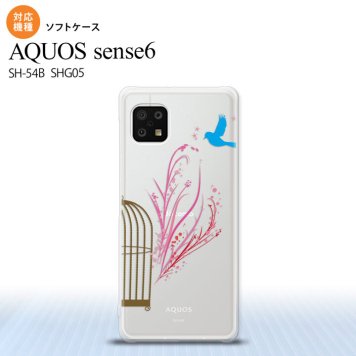 SH-54B SHG05 AQUOS sense6 スマホケース ソフトケース 青い鳥 紫 赤 メンズ レディース nk-sens6-tp1293
