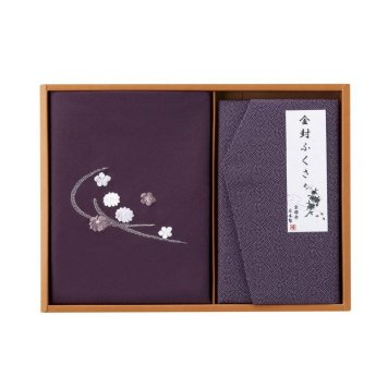 【ギフト対応無料】刺繍入り二巾風呂敷&金封ふくさ 紫 (H023) ※送料無料(ポスト投函)