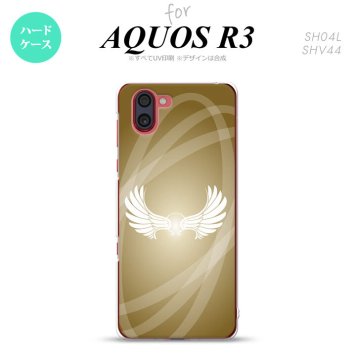 SH-04L SHV44 R3 AQUOS R3 スマホケース カバー 翼 光 ゴールド風 nk-r3-462