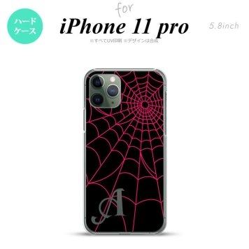 iPhone11Pro iPhone11 Pro スマホケース ハードケース 蜘蛛 巣 A ピンク +アルファベット メンズ レディース nk-i11p-935i