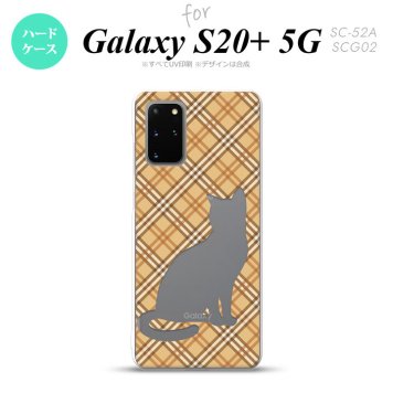 SC-52A SCG02 Galaxy S20+ 5G スマホケース ハードケース 猫 チェック A 茶 メンズ レディース nk-s20p-955