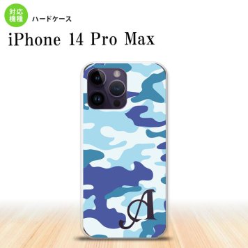 iPhone14 ProMax iPhone14 Pro Max スマホケース 背面ケース ハードケース ウッドランド 迷彩 B 青 +アルファベット 2022年 9月発売 nk-i14pm-1153i
