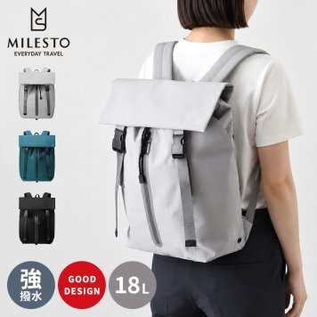 【正規販売】MILESTO ミレスト LIKID リキッド MLS842 フラップバックパック バックパック 撥水 はっ水 防水 18L リュック 軽量 旅行 ビジネス 通勤 ブラック グレー 通学 ギフト プレゼント メンズ レディース ブランド グッドデザイン賞 キャリーオン PC収納