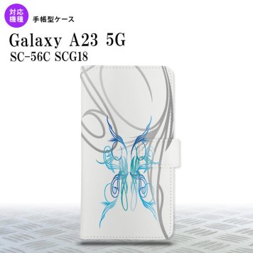 Galaxy A23 GalaxyA23 手帳型スマホケース カバー ピンスト 白 青 2022年 10月発売 nk-004s-a23-dr1249