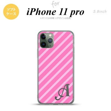 iPhone11Pro iPhone11 Pro スマホケース ソフトケース ストライプ ピンク +アルファベット メンズ レディース nk-i11p-tp715i