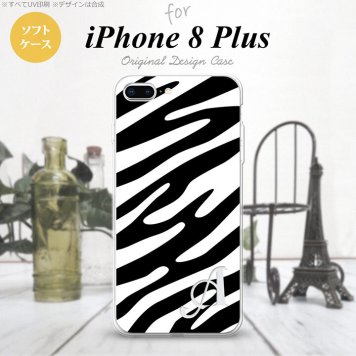 【iPhone8Plus】【スマホケース/スマホカバー】【アイフォン8プラス】iPhone8Plus スマホケース ケース アイフォン8プラス イニシャル ゼブラ柄 白×黒 nk-ip8p-tp124ini【メール便送料無料】