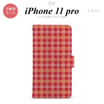 iPhone11Pro iPhone11 Pro 手帳型スマホケース カバー チェック 赤  nk-004s-i11p-dr432