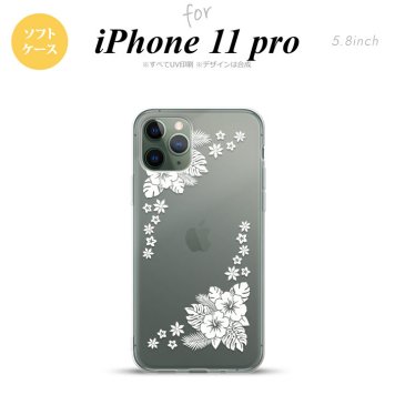 iPhone11Pro iPhone11 Pro スマホケース ソフトケース ハイビスカス E クリア 白 メンズ レディース nk-i11p-tp1055