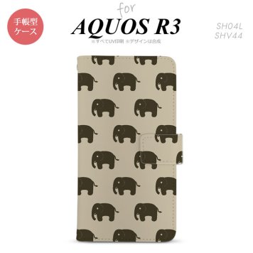 SH-04L/SHV44 AQUOS R3 手帳型スマホケース カバー ゾウ ベージュ  nk-004s-r3-dr772
