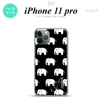 iPhone11Pro iPhone11 Pro スマホケース ハードケース ゾウ 黒 +アルファベット メンズ レディース nk-i11p-774i