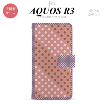 SH-04L/SHV44 AQUOS R3 手帳型スマホケース カバー ドット 水玉 サーモンピンク 紫  nk-004s-r3-dr1653