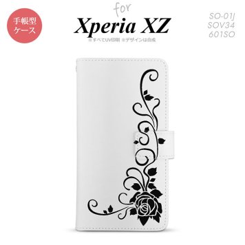 【手帳型 スマホ カバー ケース】【SO01J】【エクスペリア XZ 】手帳型 ケース SO-01J スマホ カバー XPERIA XZ エクスペリア バラB 黒 nk-004s-so01j-dr1069【メール便送料無料】