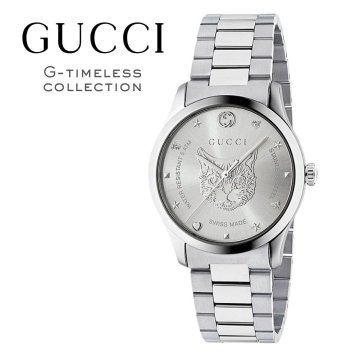 グッチ 腕時計 メンズ レディース Gタイムレス 1本限り クオーツ 38mm シルバー 猫 キャット ビー 蜂 GUCCI G-Timeless スイス製 ユニセックス プレゼント ギフト 成人 卒業 入学