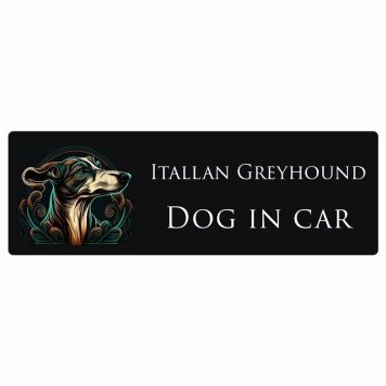 イラスト付 ドッグ カーステッカー Dog in Car イタリアングレーハウンド Aタイプ セーフティサイン 犬種別 長方形 15x5cm シール リア あおり運転対策 Dog Sticker 安全対策 カーサイン