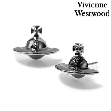 ヴィヴィアン ウエストウッド ピアス レディース ブランド Vivienne Westwood ロゴ スタッド 両耳用 62010038-S001 ガンメタル アクセ