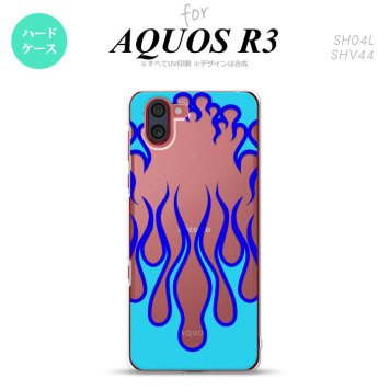 SH-04L SHV44 R3 AQUOS R3 スマホケース カバー ファイヤー 炎 クリア 青 nk-r3-1313
