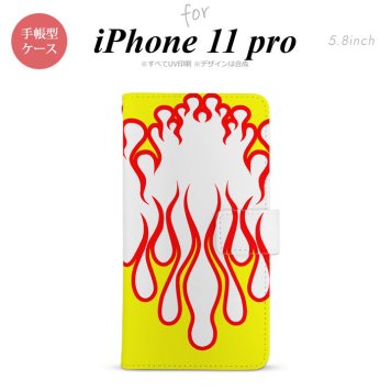 iPhone11Pro iPhone11 Pro 手帳型スマホケース カバー ファイヤー 炎 白 黄  nk-004s-i11p-dr1306