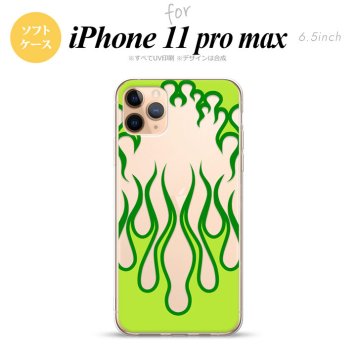 iPhone11ProMax iPhone11pro max スマホケース ソフトケース ファイヤー 炎 クリア 緑 メンズ レディース nk-i11pm-tp1315
