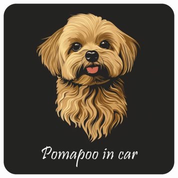 ドッグ カーステッカー イラスト付 Dog in Car ポメプー Aタイプ セーフティサイン 犬種別 正方形 13x13cm シール リア あおり運転対策 Dog Sticker 屋外 屋内 防水 かわいい おしゃれ 安全対策 カーサイン