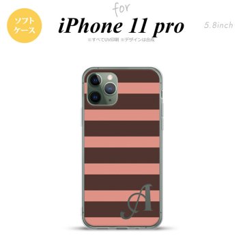 iPhone11Pro iPhone11 Pro スマホケース ソフトケース ボーダー 大 茶 ピンク +アルファベット メンズ レディース nk-i11p-tp794i