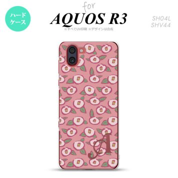 SH-04L SHV44 R3 AQUOS R3 スマホケース カバー つばき ピンク +アルファベット nk-r3-1704i
