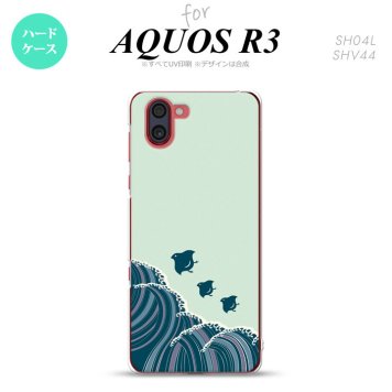 SH-04L SHV44 R3 AQUOS R3 スマホケース カバー 波鳥 緑 nk-r3-1732