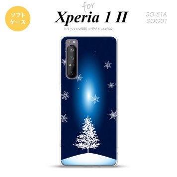 Xperia 1 II 5G スマホケース 背面カバー ストラップホール有り ソフトケース 雪 ツリー 紺 ストラップホール おしゃれ かわいい かっこいい メンズ レディース nk-xp12-tp639