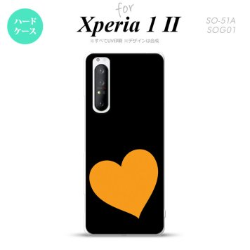 Xperia 1 II 5G スマホケース 背面カバー ストラップホール有り ハードケース トランプ ハート 黒 オレンジ ストラップホール おしゃれ かわいい かっこいい メンズ レディース nk-xp12-546