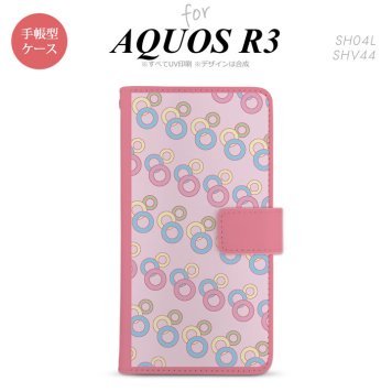 SH-04L/SHV44 AQUOS R3 手帳型スマホケース カバー 丸 ピンク  nk-004s-r3-dr1664