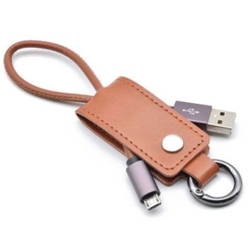 日本トラストテクノロジー 【メール便での発送商品】キーケース型microUSBケーブル ブラウン KCMU-BR