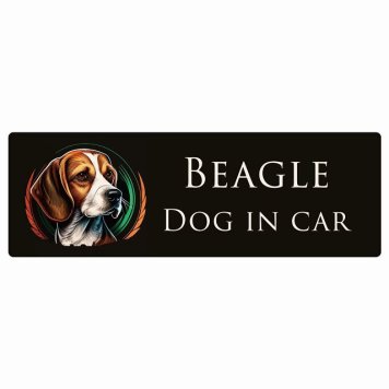 ドッグ カーステッカー イラスト付 Dog in Car ビーグル B タイプ セーフティサイン 犬種別 長方形 15x5cm シール リア あおり運転対策 Dog Sticker 屋外 屋内 防水 かわいい おしゃれ 安全対策 カーサイン